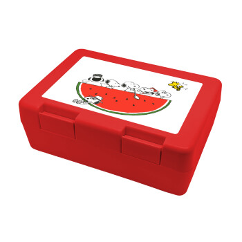 Snoopy summer, Children's cookie container RED 185x128x65mm (BPA free plastic)