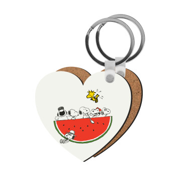 Snoopy summer, Μπρελόκ Ξύλινο καρδιά MDF