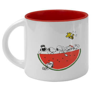 Snoopy summer, Κούπα κεραμική 400ml Λευκή/Κόκκινη