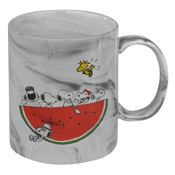 Snoopy summer, Κούπα κεραμική, marble style (μάρμαρο), 330ml