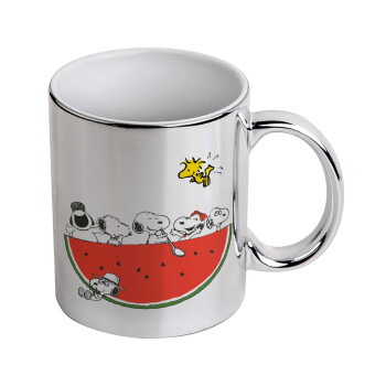 Snoopy summer, Mug ceramic, silver mirror, 330ml