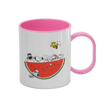 Snoopy summer, Κούπα (πλαστική) (BPA-FREE) Polymer Ροζ για παιδιά, 330ml