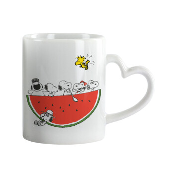 Snoopy summer, Mug heart handle, ceramic, 330ml