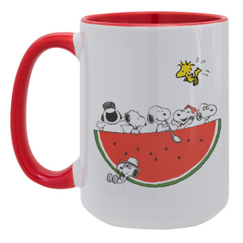 Snoopy summer, Κούπα Mega 15oz, κεραμική Κόκκινη, 450ml