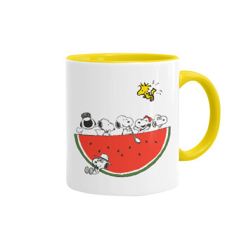 Snoopy summer, Mug colored yellow, ceramic, 330ml
