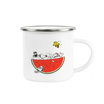 Snoopy summer, Metallic enamel cup white 360ml