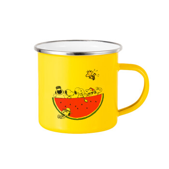 Snoopy summer, Κούπα Μεταλλική εμαγιέ Κίτρινη 360ml