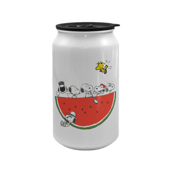 Snoopy summer, Κούπα ταξιδιού μεταλλική με καπάκι (tin-can) 500ml