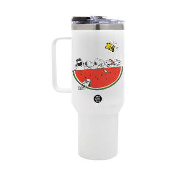 Snoopy summer, Mega Stainless steel Tumbler with lid, double wall 1,2L