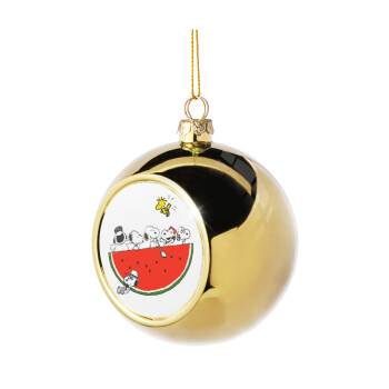 Snoopy summer, Χριστουγεννιάτικη μπάλα δένδρου Χρυσή 8cm
