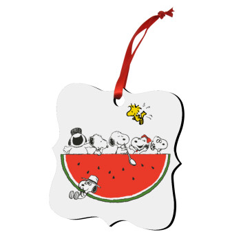 Snoopy summer, Στολίδι Χριστουγεννιάτικο στολίδι polygon ξύλινο 7.5cm