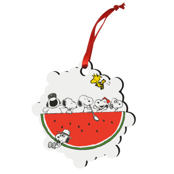 Snoopy summer, Christmas ornament snowflake wooden 7.5cm