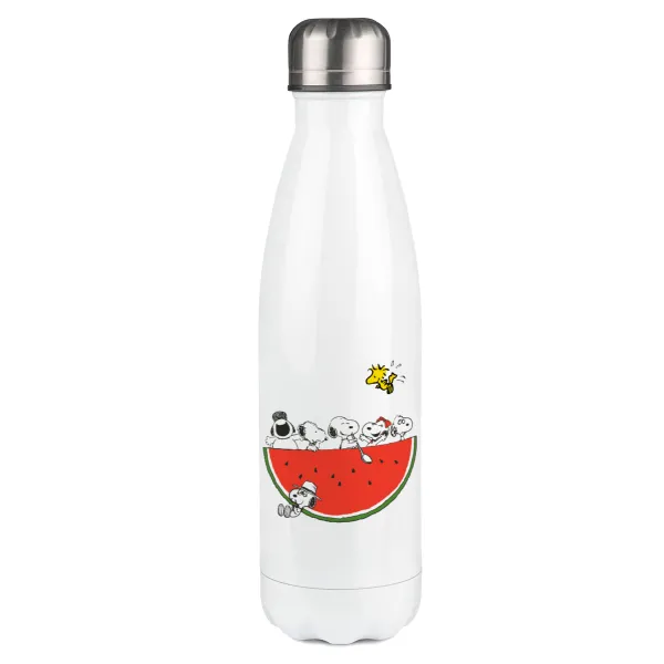 Snoopy summer — Μεταλλικό παγούρι θερμός Λευκό (Stainless steel), διπλού τοιχώματος, 500ml