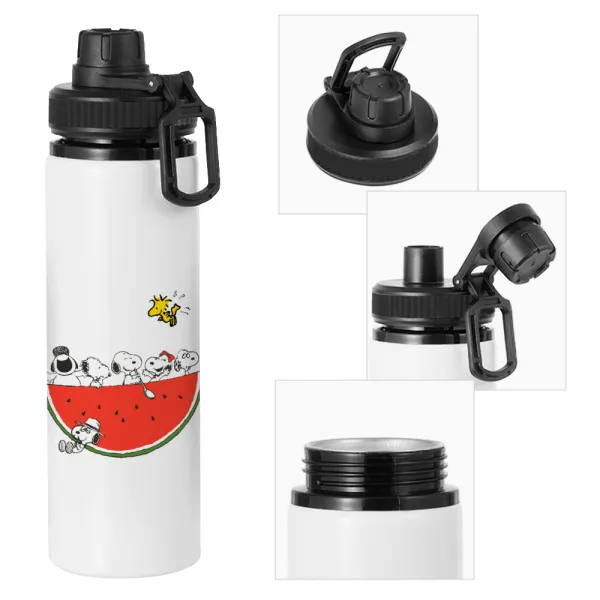 Snoopy summer — Μεταλλικό παγούρι νερού με καπάκι ασφαλείας, αλουμινίου 850ml