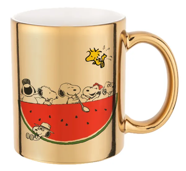 Snoopy summer — Mug ceramic, gold mirror, 330ml