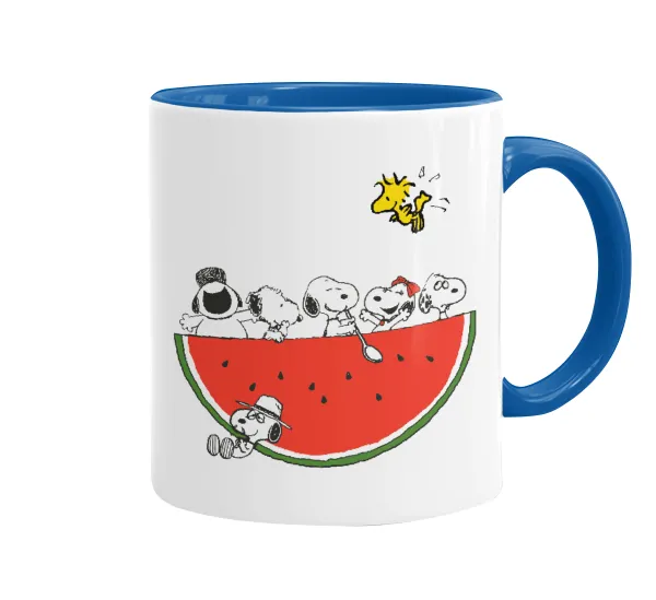 Snoopy summer — Κούπα χρωματιστή μπλε, κεραμική, 330ml
