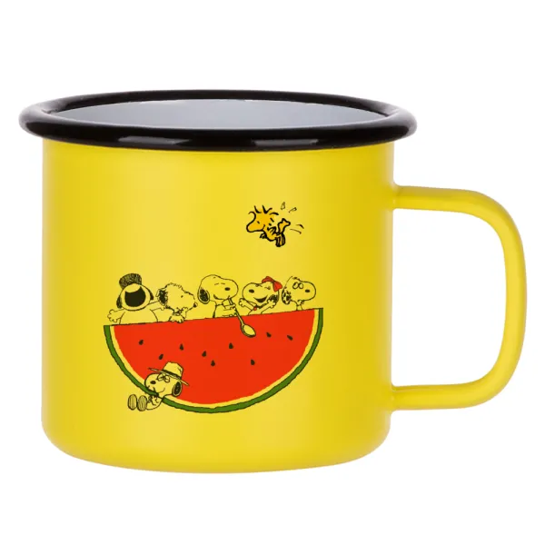 Snoopy summer — Κούπα Μεταλλική εμαγιέ ΜΑΤ Κίτρινη 360ml