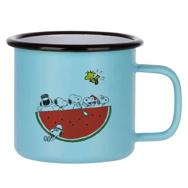 Snoopy summer — Κούπα Μεταλλική εμαγιέ ΜΑΤ σιέλ 360ml