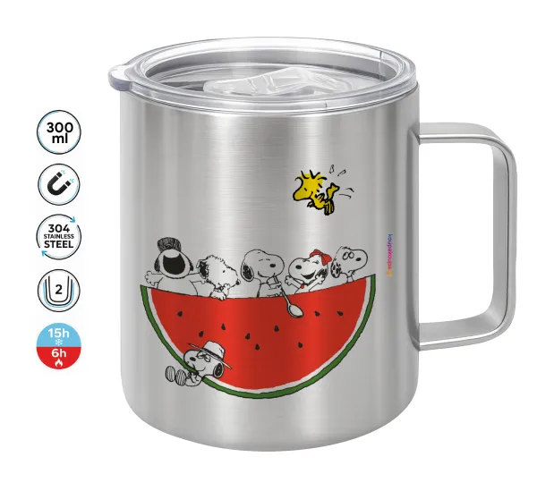 Snoopy summer — Κούπα Ανοξείδωτη διπλού τοιχώματος 300ml με καπάκι διατήρησης θερμοκρασίας