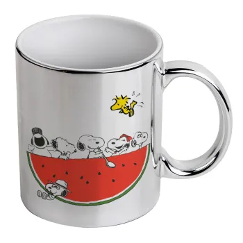 Snoopy summer, Mug ceramic, silver mirror, 330ml