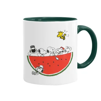 Snoopy summer, Mug colored green, ceramic, 330ml