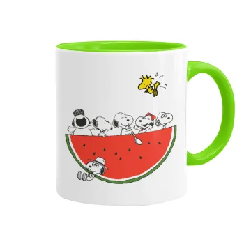 Snoopy summer, Κούπα χρωματιστή βεραμάν, κεραμική, 330ml