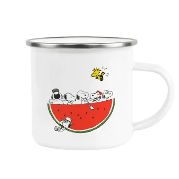 Snoopy summer, Metallic enamel cup white 360ml