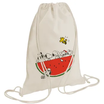 Snoopy summer, Τσάντα πλάτης πουγκί GYMBAG natural (28x40cm)