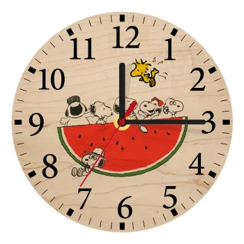 Snoopy summer, Ρολόι τοίχου ξύλινο plywood (20cm)