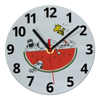 Snoopy summer, Ρολόι τοίχου γυάλινο (20cm)