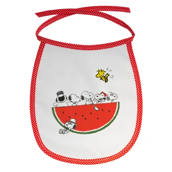 Snoopy summer, Σαλιάρα μωρού αλέκιαστη με κορδόνι Κόκκινη