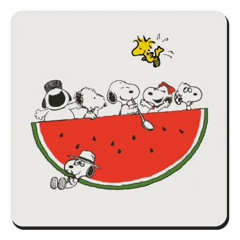 Snoopy summer, Τετράγωνο μαγνητάκι ξύλινο 9x9cm