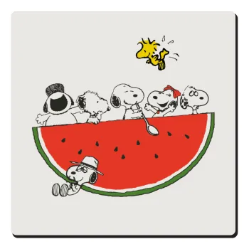Snoopy summer, Τετράγωνο μαγνητάκι ξύλινο 6x6cm