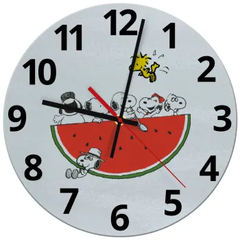 Snoopy summer, Ρολόι τοίχου γυάλινο (30cm)