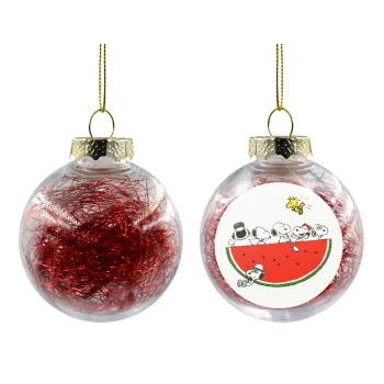 Snoopy summer, Transparent Christmas tree ball ornament with red filling 8cm
