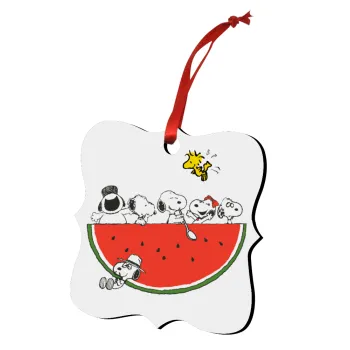 Snoopy summer, Christmas ornament polygon wooden 7.5cm