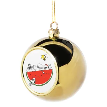 Snoopy summer, Στολίδι Χριστουγεννιάτικη μπάλα δένδρου Χρυσή 8cm