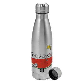Snoopy summer, Metallic water bottle, stainless steel, 750ml