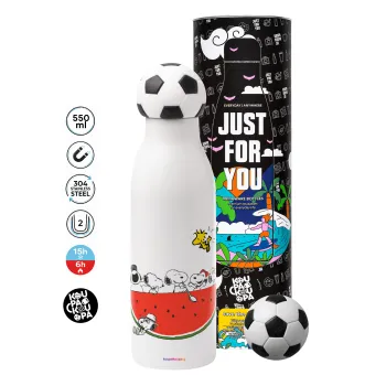 Snoopy summer, Μπάλα ποδοσφαίρου μεταλλικό παγούρι θερμός, διπλού τοιχώματος, 550ml