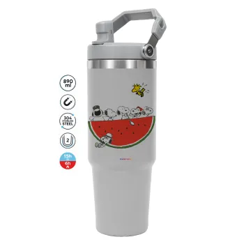 Snoopy summer, ΓΚΡΙ χρώματος Θερμός Ανοξείδωτο 890ml (30oz) με χερούλι