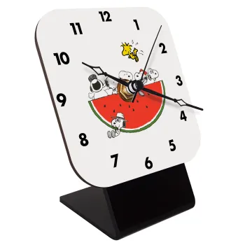 Snoopy summer, Επιτραπέζιο ρολόι ξύλινο με δείκτες (10cm)