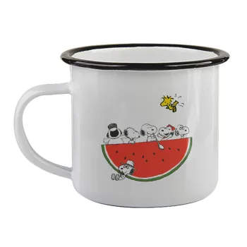 Snoopy summer, Κούπα εμαγιέ με μαύρο χείλος 360ml