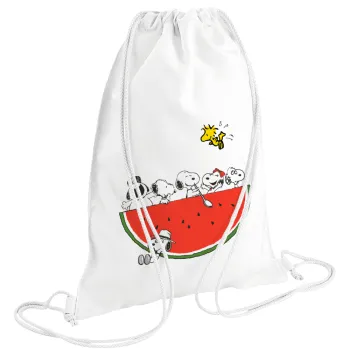 Snoopy summer, Backpack pouch GYMBAG white (28x40cm)