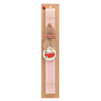 Snoopy summer, Easter Set, wooden keychain & scented flat Easter candle (30cm) (PINK)