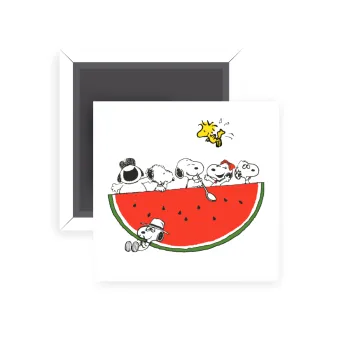 Snoopy summer, Μαγνητάκι ψυγείου τετράγωνο διάστασης 5x5cm