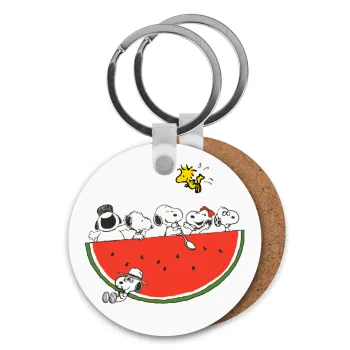 Snoopy summer, Μπρελόκ Ξύλινο στρογγυλό MDF Φ5cm