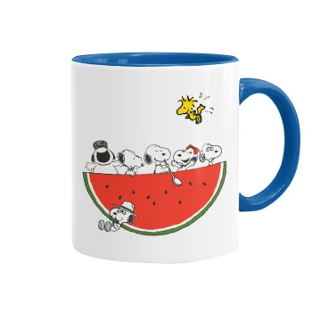 Snoopy summer, Mug colored blue, ceramic, 330ml