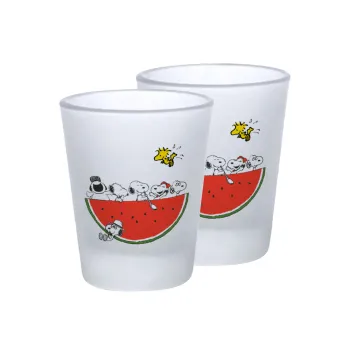 Snoopy summer, Σφηνοπότηρα γυάλινα 45ml του πάγου (2 τεμάχια)