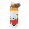 Children's hot water bottle, stainless steel, with safety straw, Orange/Grey (360ml) BPA-FREE