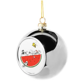Snoopy summer, Silver 8cm Christmas tree ball ornament